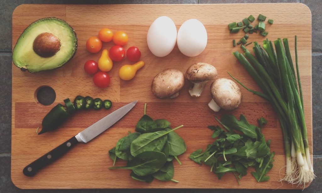 healthy food on cutting board for eternal youth