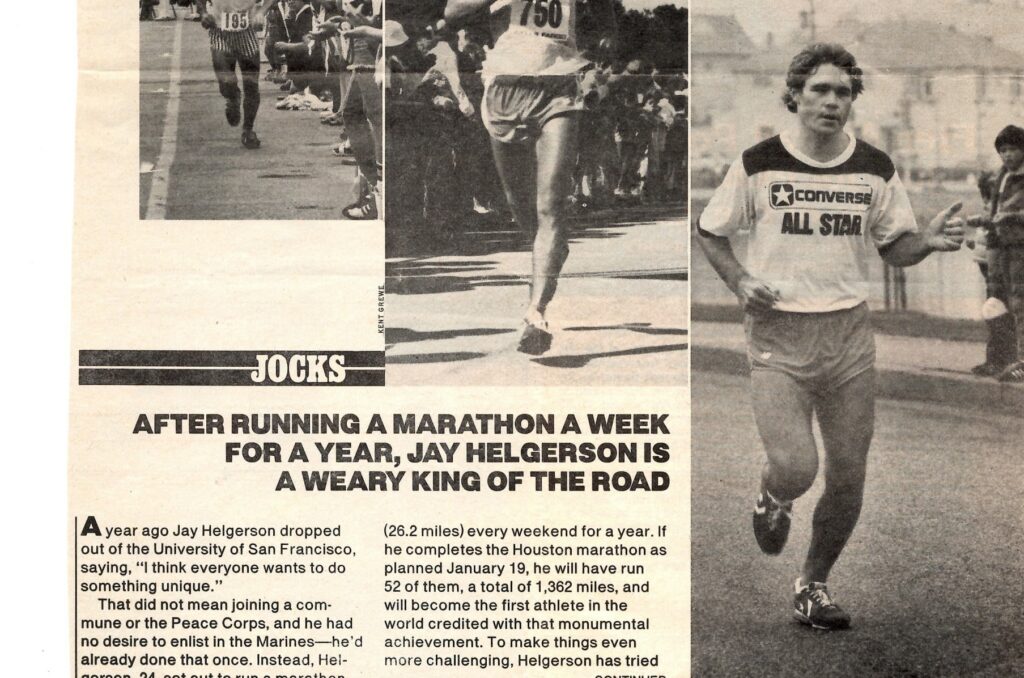 Jay Helgerson, was de eerste atleet die 52 marathons in 52 weken liep.